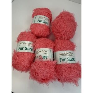 Coats Moda Dea Fur Sure Super Bulky Yarn  Like Coral 3259 Lot of 5 Pink